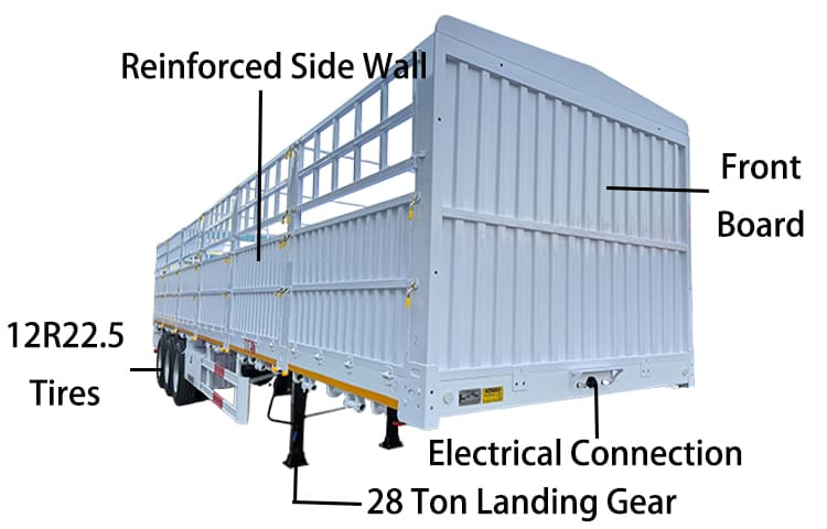 Tri Axle Fence Cargo Trailer | Fence Trailer for Sale in Djibouti