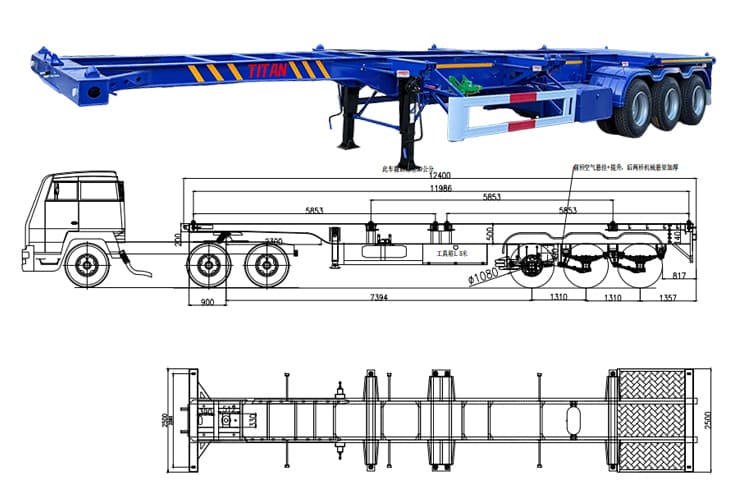 40Ft Shipping Container Trailer Chassis for Sale in Djibouti