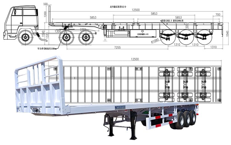 40 Feet Semi Truck Flatbed Trailer Price for Sale in Djibouti, Djobc