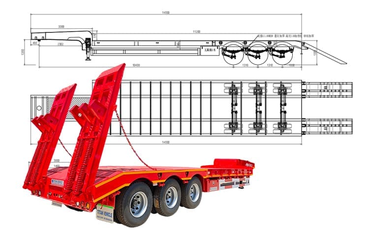 3 Axle Low Bed Truck Trailer Price for Sale in Djibouti